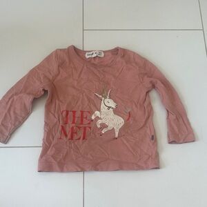 Oeuf x THE MET Kids Unicorn Graphic Long Sleeve Shirt - Pink 18m
